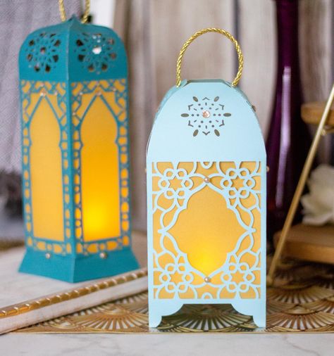 Moroccan Paper Lanterns - Ramadan Cut Files | Designs By Miss Mandee Ramadan Lantern Template, Lantern Template, Paper Fan Decorations, Lantern Craft, Lantern Designs, Eid Crafts, Ramadan Kareem Decoration, Idee Cricut, Ramadan Lantern