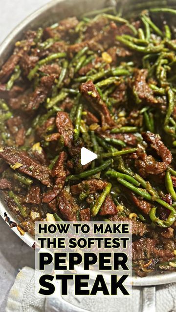 Sarah M Lasry - EASY RECIPES  & TRAVEL on Instagram: "BAKING SODA - the answer to the softest PEPPER STEAK #fakeouttakeout at its very best!   I promise you - NO CHEWY MEAT! This is legit melt in your mouth pepper steak.   Recipe:   1.5 lbs pepper steak  1/4 cup (heaping) baking soda  3 tbsp. Oil  Salt and pepper to season  1/4 cup soy sauce  1 red onion, diced  5-6 cloves of garlic, diced  1 bag @kosher_taste diced onions (frozen)  1 bunch frozen (defrosted) French green beans or fresh  1/2 cup beef broth   In a bowl, add the baking soda to cover your pepper steak. Mix well and then sprinkle a little more baking soda on top and let sit for 30 minutes.   ** be very careful not to over marinate!! better to rinse earlier then to forget about it - so make sure it’s at least 20 minutes.  Rinse Steak And Green Beans, Cheap Steak, Instant Pot Hard Boiled Eggs, Pepper Steak Recipe, Steak And Onions, French Green Beans, French Green, Panda Express, Pepper Steak