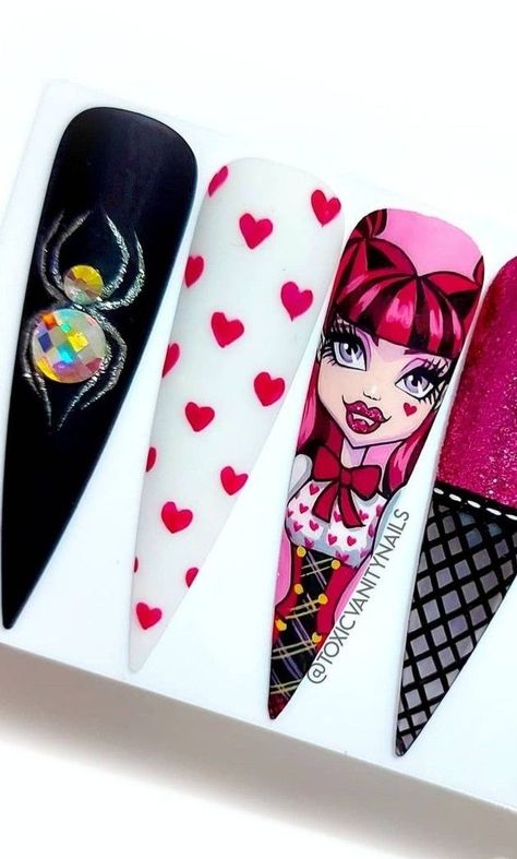 Monster High Nail Art, Easter Nails Ideas, Monster High Nails, Spring Nails 2023, Make Nails, Summer Nails Art, Disney Inspired Nails, Pop Art Nails, Holloween Nails