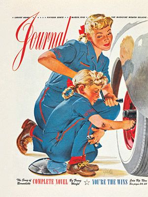 Arte Pulp, Old Magazine, Ladies Home Journal, Pin Up Vintage, Home Journal, Women Working, Rosie The Riveter, Old Magazines, Propaganda Posters