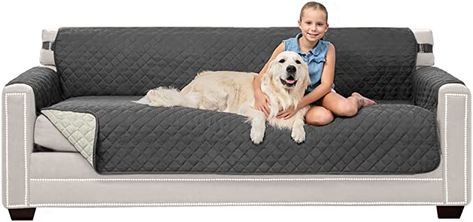 Amazon.com: Sofa Shield Patented Couch Cover, Large Furniture Protector with Straps, Reversible Tear and Stain Resistant Slipcovers, Quilted Microfiber 78” Seat, Washable Covers for Dogs, Kids, Charcoal Linen : Home & Kitchen Dog Couch Cover, Loveseat Covers, Dog Couch, Couch Protector, Loveseat Slipcovers, Large Cushions, Armchair Slipcover, Slip Covers Couch, Furniture Slipcovers