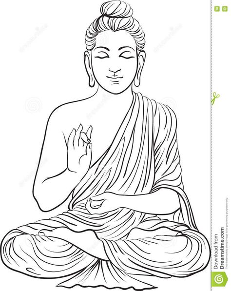 Drawing of a Buddha statue stock vector. Illustration of buddhismus - 82217153 Buddha Drawing, Pencil Sketch Portrait, Chinese Buddha, Buddha Art Painting, Person Drawing, Lord Buddha, Buddha Painting, Art Sketches Pencil, Laughing Buddha