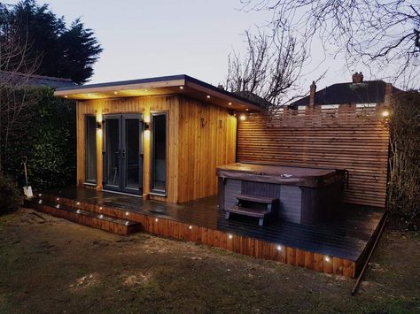 Outdoor Hot Tub And Sauna Ideas, Hot Tub Building, Hot Tub And Sauna Ideas Backyard, Sauna And Spa Outdoor, Modern Sauna Outdoor, Outside Sauna And Hot Tub, Outdoor Sauna And Hot Tub Ideas Backyards, Outdoor Sauna Hot Tub, Sauna And Shed Combo