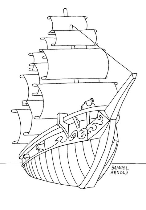 Galleon - Caravel by felix314 Pirates Of The Caribbean Ship Drawing, Pirate Ship Sketch Simple, Galleon Ship Drawing, Cargo Ship Drawing, Portugal Drawing, Fake Injury, Image Drawing, Galleon Ship, A Simple Drawing