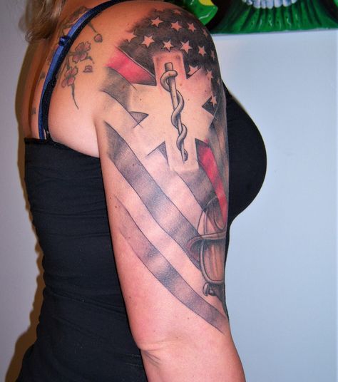 Feminine Firefighter Tattoo, Firefighter Mom Tattoo, Firefighter Ems Tattoo Ideas, Fire Fighter Tattoos Female, Firefighter Half Sleeve Tattoo, Fire Rescue, Small Tattoos, Tattoos For Women, Body Art