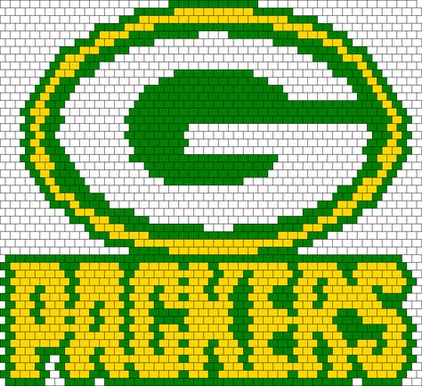 Green Bay Packers Bead Pattern Green Bay Packers Crafts, Bead Business, Packers Logo, Green Bay Packers Logo, Melty Bead Patterns, Beaded Banners, Pony Bead Patterns, Lighter Case, Beaded Bookmarks