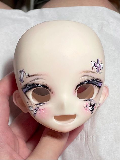 Anime Bjd Doll, Clay Bjd, Bjd Doll Face, Anime Art Reference, Bjd Dolls Makeup, Pencil Art For Beginners, Bjd Makeup, Bjd Head, Kuromi Anime