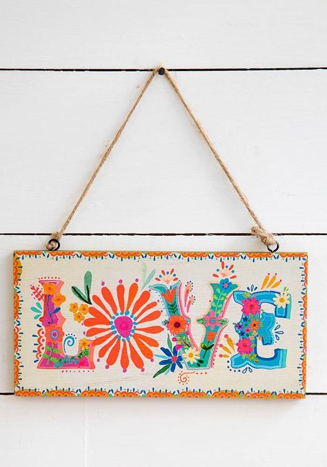 Love Wooden Wall Hanging Natural Life Colorful Boho Home, Surf Apparel, Wooden Wall Hanging, Wooden Wall Hangings, Decorative Wood, Love Sign, Diy Interior, Natural Life, Love Signs