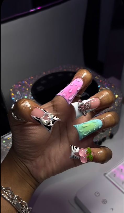 Extra Asf Acrylic Nails, Nails Acrylic Junk, Xl Curved Acrylic Nails, Xxxl Curved Nails, Dramatic Nails Acrylic, 90s Nails Acrylic Curved, Dramatic Nails, Unique Acrylic Nail Designs, Nail Business