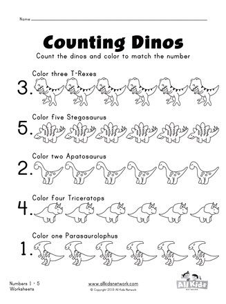 Dinosaur Counting Preschool, Dinosaur Worksheets, Dinosaur Theme Preschool, Counting Worksheet, Dinosaur Activities Preschool, Number Worksheets Kindergarten, Dinosaurs Preschool, Prek Classroom, Learn Numbers