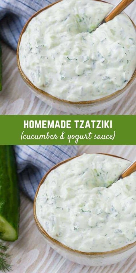 Greek Cucumber Sauce, Yogurt Sauce Recipe, Greek Cucumber, Recipe Cucumber, Cucumber Yogurt Sauce, Tzatziki Recipe, Healthy Dip, Cucumber Sauce, Tzatziki Sauce Recipe