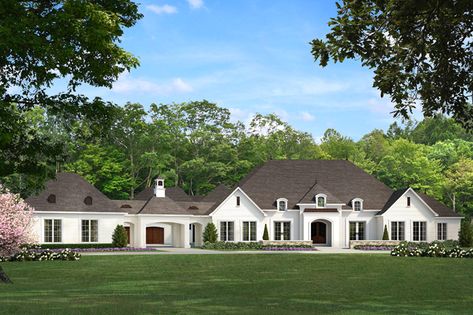 Ranch House Plan Front of Home - 155D-0081 | House Plans and More French Door Bedroom, Traditional Elevation, Single French Door, 5 Bed House, 5 Bedroom House Plans, European Plan, Door Bedroom, French Country House Plans, European House Plans