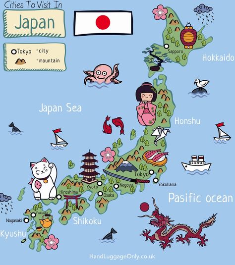 Cities To Visit In Japan. Via Hand Luggage Only Tourist Aesthetic, Sejarah Asia, Bahasa Jepun, Materi Bahasa Jepang, All About Japan, Japan Map, Japan Travel Tips, Go To Japan, Japan Travel Guide