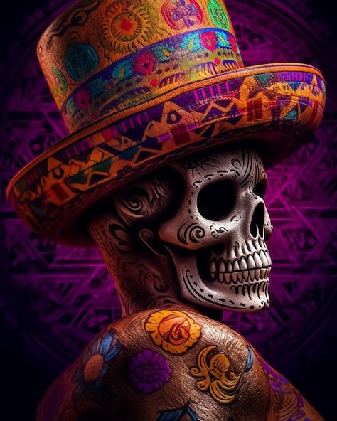 Un Crâne De Tatouage Coloré Mexicain Por... | Premium Photo #Freepik #photo #mexicain #sombrero #muerto #muerte Photo Images, Premium Photo, Photoshop, Illustrations, Croquis