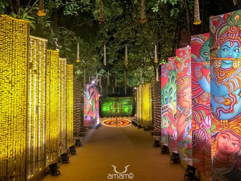 Passage Decor, Wedding Flowers Decorations, Hanuman Jayanthi, Indian Night, Gallery Concept, Ganesh Decoration, Wedding Walkway, Indian Wedding Decorations Receptions, Reception Stage Decor