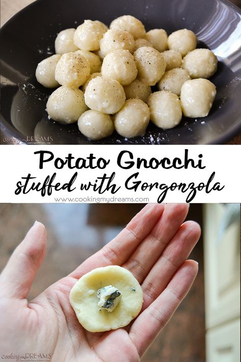 Gorgonzola Cheese Recipes, Stuffed Gnocchi, Homemade Potato Gnocchi, Vegetarian Pasta Sauce, Gnocchi Recipes Homemade, Stuffed Potato, Vegetarian Main Course, Vegetarian Pasta Recipes, Homemade Gnocchi