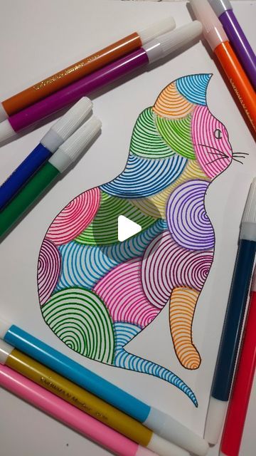 Zentangle Cat Art, Cat Zentangle Drawing, Mosiac Art Cat, Mermaid Cat Coloring Page, Cat Mandala, Cat Pattern, Stained Glass, Doodles, Instagram