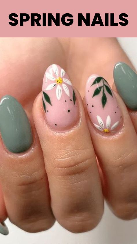 simple designs for nail art, cute spring nails, spring nails, spring nails 2023, spring nails 2023 gel, spring nails ideas, spring gel nails, nails, spring nails 2023 gel short Nail Art Cute, April Nails, Green Nail Art, Spring Nail Trends, Cute Spring Nails, Shellac Nails, Nails Spring, Dipped Nails, Blue Springs