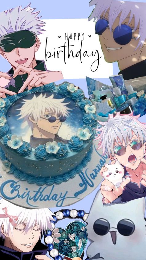 happy birthday Gojo Birthday Edit, Happy Birthday Gojo Satoru, Gojo Happy Birthday, Gojo Satoru Birthday, Gojo Birthday, Gojo Wallpaper, Anime Cake, Happy Birthday Wallpaper, Birthday Wallpaper