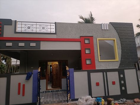 Building Elevation Single Floor, Dove Gray Paint, Elevation Single Floor, House Single Floor, Evaluation Design, Parapet Design, Home Grill Design, Arch Designs For Hall, Small Space Bathroom Design