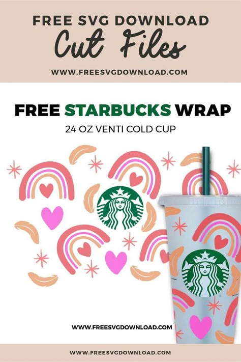 Starbucks Wrap Svg, Starbucks Wrap, Starbucks Cup Design, Starbucks Design, Svg Rainbow, Starbucks Svg, Cricut Svg Files Free, Starbucks Diy, Boho Svg