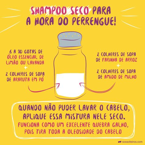 Como fazer Shampoo seco Vitamin Water, Vitamin Water Bottle, Drink Bottles, Homemade Recipes, Vitamins, Water Bottle, Drinks, Essen