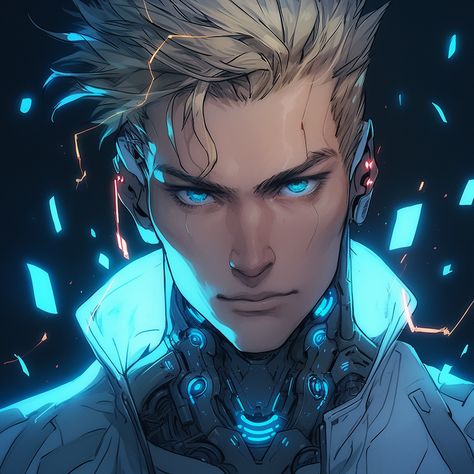 Cyberpunk Male Hairstyles, Dbh Oc Male, Sci Fi Oc Male, Android Oc Male, Electric Character Design, Cyborgs Art Male, Sci Fi Character Art Male, Cyberpunk Male Character Design, Cyberpunk Character Art Male