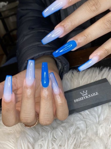 Cute Blue Nail Designs For Acrylics, Baddie Nail Art Blue, Baddie Acrylic Nails Short, Blue Baddie Nails, Baddie Nails Acrylic Blue, Dope Blue Nails, Blue Acrylic Nails Coffin, Blue Acrylics, Candy Nail Art