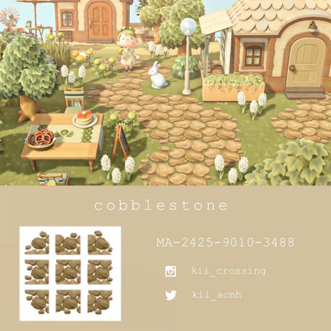 Cottage Core Animal Crossing, Cottagecore Animal Crossing, Cobblestone Path, Acnh Cottagecore, Ac New Leaf, Path Ideas, Path Design, Forest Path, Stone Path