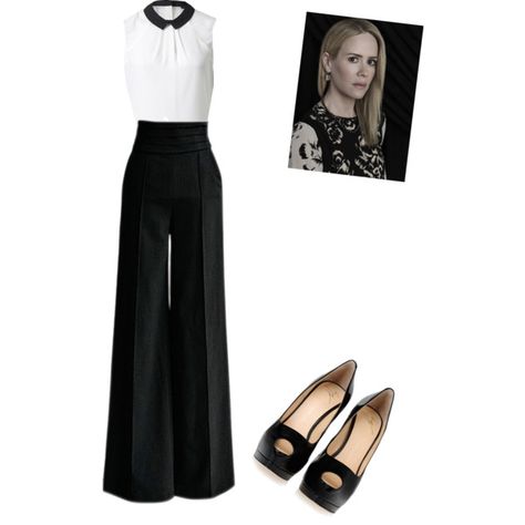 Cordelia Goode Outfits, Ahs Fashion, Cordelia Goode, Ahs Coven, Witch Coven, Icon Clothing, Minimalist Closet, Minimal Wardrobe, High Waisted Wide Leg Pants