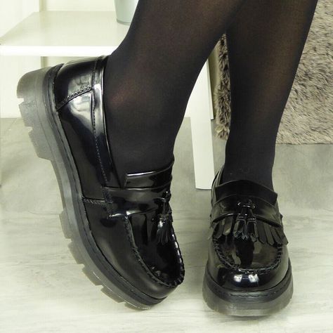 Black Shoes For Uniform, Black School Shoe, Cute Black School Shoes, Vintage School Shoes, Secondary School Shoes, School Shoes Loafers, Uk School Shoes, Loafer School Shoes, Chunky School Shoes