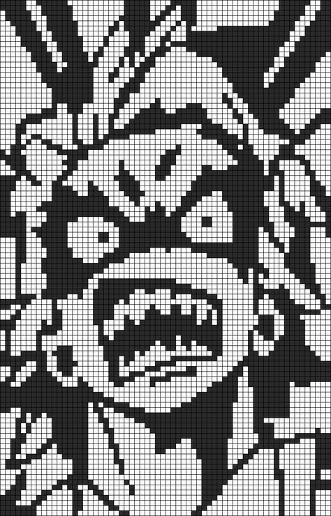 Black And White Anime Pixel Art, Pixel Art Black And White, Black And White Pixel Art, Crochet Patches, Pixels Art, Pixel Art Grid, Tapestry Crochet Patterns, C2c Crochet, Minecraft Pixel Art