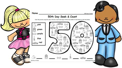 50th Day of School - Milton & Prescott 50s Day Activities, 50th Day Of School Kindergarten, 50 Days Of School, 50th Day Of School, 50s Day At School, Kindergarten Printables, School Banner, Virtual School, School Plan