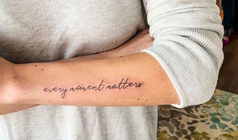 Delicate minimalist font tattoo. Every moment matters. Every Moment Matters Tattoo, Minimal Tattoo Font, Delicate Tattoo Fonts, Font Tattoo, Fonts Cursive, Tattoo Fonts Cursive, Every Moment Matters, Minimalist Font, Font Typography