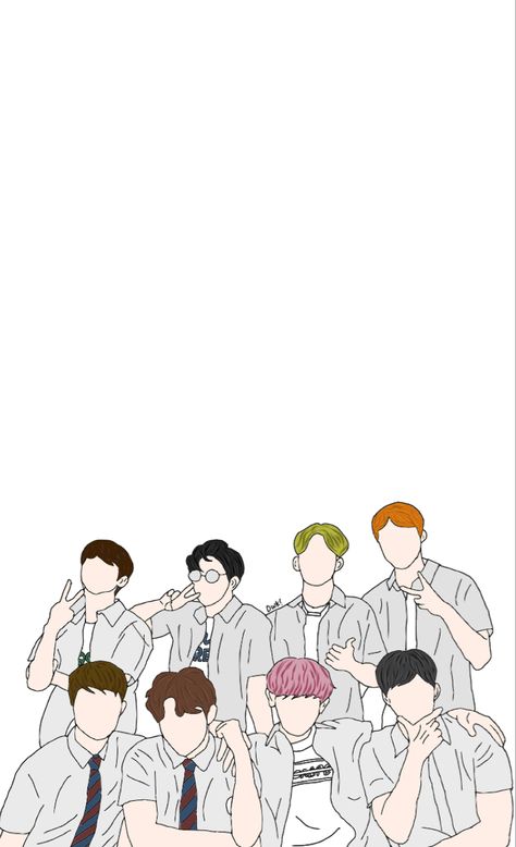 Exo member drawing Exo Line Art, Exo Drawing, Exo Cartoon, Exo Chibi Fanart, Exo Chibi, Exo Art, Exo Members, Beautiful Nature Pictures, Line Art Drawings