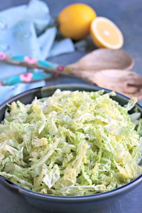 Meyer Lemon Vinaigrette, Salad Cabbage, Raw Cabbage, Cabbage Salad Recipes, Savoy Cabbage, Vegan Salad Recipes, Lemon Vinaigrette, Cabbage Salad, Meyer Lemon