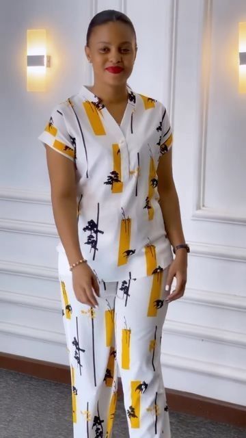 Stylish Work Clothes For Women, Tops For Trousers Women, 2 Pieces Trouser And Top For Ladies, Top And Down For Ladies, Latest Women Dress Designs, Top And Trousers Outfit Material, 2 Pieces Trouser And Top, Up And Down Trousers For Ladies, Ankara Short And Top For Ladies