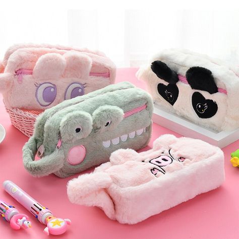 Kawaii Pencil Case With Pen Holders For Students, Kawaii Pencil Case With Pen Holders For Daily Use, Kawaii Pencil Case With Pen Slots For Daily Use, Kawaii Rectangular Pencil Case With Pen Slots, Portable Kawaii Pencil-shaped Bag, Mini Mochila, Kawaii Panda, School Pencils, Cool School Supplies