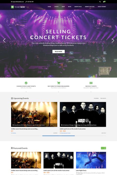 TicketBox is a very elegantly designed WordPress theme built to create a website for Concert, Conferences, Events, Meetups, Sports and Exhibitions. Events Theme, Event Tickets, Concert Ticket, Create A Website, Event Themes, Concert Tickets, Linkin Park, Wordpress Themes, Upcoming Events