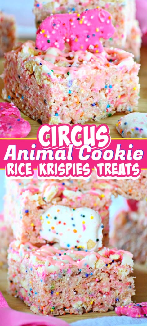 Circus Animal Cookies, Whimsical Circus, Rice Cereal Treats, Circus Animal Cookie, Krispie Treats Recipe, Animal Cookie, Cereal Treats, Rice Krispies Treats, Crispy Rice