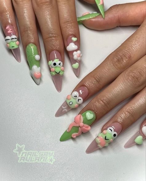 Clay Nails, Nail Charm, Anime Nails, Simple Gel Nails, Hello Kitty Nails, Classy Acrylic Nails, Pretty Gel Nails, Really Cute Nails, Unique Acrylic Nails