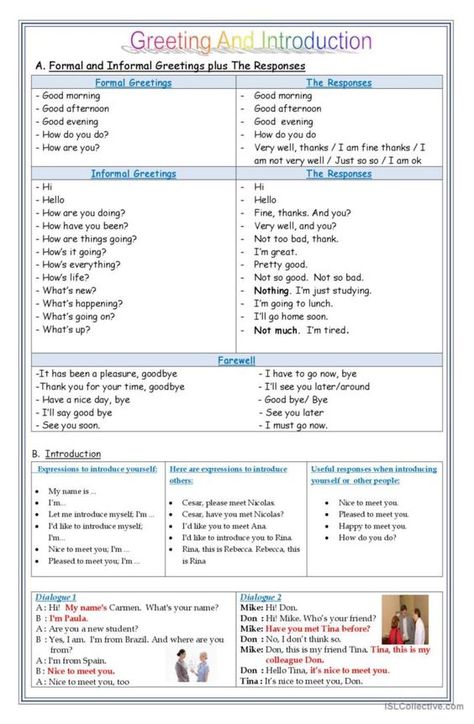 this file contains some expressions to greet someone. There are two kinds of greeting, those are formal greeting and informal greeting. Not only the expression to greet someone, the file also contains of the way to introduce ourselves and introduce other. How To Introduce Yourself In School, Speaking Activities English, Simple Past Tense, Speaking Activities, Vocabulary Practice, Past Tense, Speak English, Esl Worksheets, Magic Words