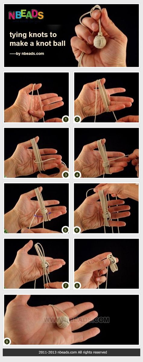 Tying Knots to Make A Knot Ball – Nbeads Knot Ball, Modern Haken, Chinese Knots, Finger Weaving, Tying Knots, Paracord Knots, Knots Diy, Seni Dan Kraf, Rope Knots