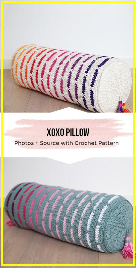 Crochet Bolster Pillow, Easy Crochet Pillow, Xoxo Pillow, Crochet Pillow Case Pattern, Crochet Pillow Cases, Crochet Sun Hat, Crochet Pillow Pattern, Womens Crochet Patterns, Crochet Pillows