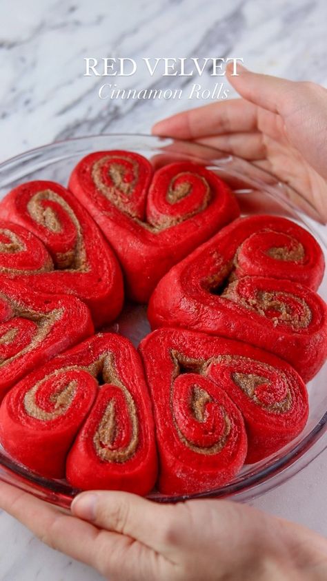 Sheri Wilson (@sheri_wilson_) • Instagram photos and videos Heart Cinnamon Rolls, Red Velvet Cinnamon Rolls, Heart Shaped Cinnamon Rolls, Fluffy Rolls, Valentines Brunch, Baking Book, Pink Frosting, Cinnamon Rolls Homemade, Cinnamon Rolls Recipe