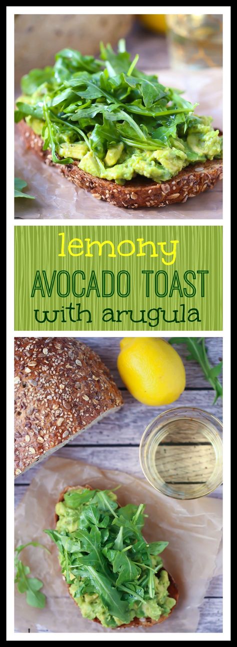 Lemony Avocado Toast with Arugula Avocado Mash, Avocado Dessert, Avocado Toast Recipe, Toast Toppings, Avocado Recipes, Toast Recipes, Avocado Salad, Healthy Nutrition, Arugula