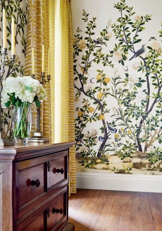 TM13666 JARDIN BLOOM MURAL Mural White from the Thibaut Grand Palace collection Thibaut Fabric, Thibaut Wallpaper, Trellis Wallpaper, Grand Palace, Chinoiserie Wallpaper, Wallpaper Accent Wall, Bird Wallpaper, Wallpaper Murals, Unique Wallpaper