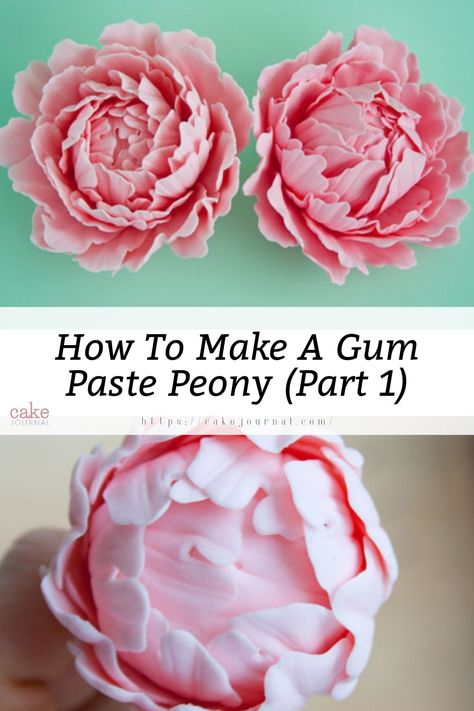 Volume petals of pink flower Fondant Peony Tutorial, How To Make Gum Paste Flowers, Fondant Peonies, Gumpaste Peony, Cake Flowers Tutorial, Gum Paste Flowers Tutorials, Wedding Suggestions, Fondant Techniques, Frosting Flowers