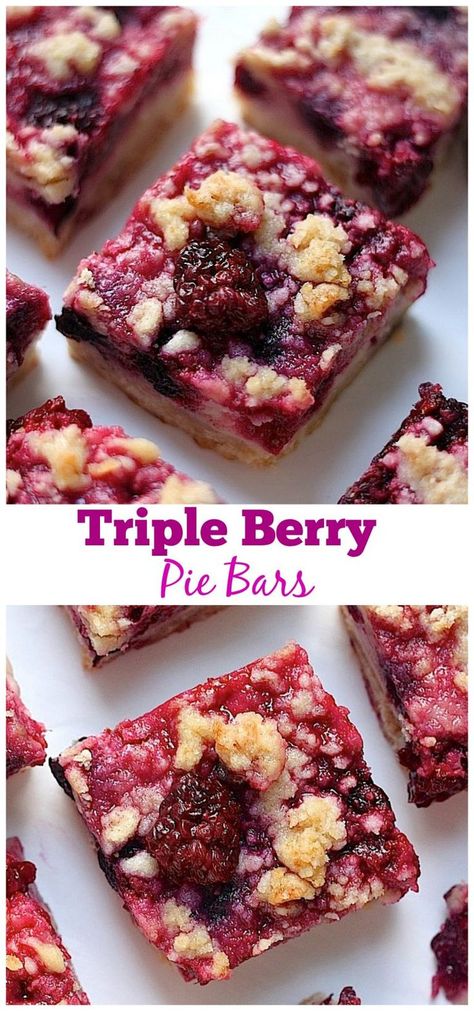 Berry Pie Bars, Berry Pie Recipe, Triple Berry Pie, Berry Cookies, Baker By Nature, Berry Tart, Berry Dessert, Berry Pie, Pie Bars