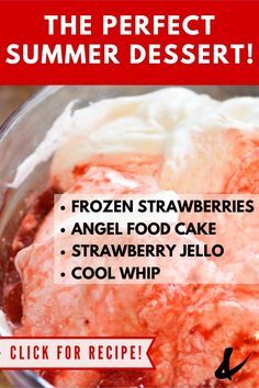 Strawberry Jello Dessert, Frozen Strawberry Desserts, Strawberry Jello Cake, Frozen Strawberry Recipes, Strawberry Angel Food Cake, Angel Food Cake Desserts, Cool Whip Desserts, Fresh Strawberry Recipes, Jello Dessert Recipes